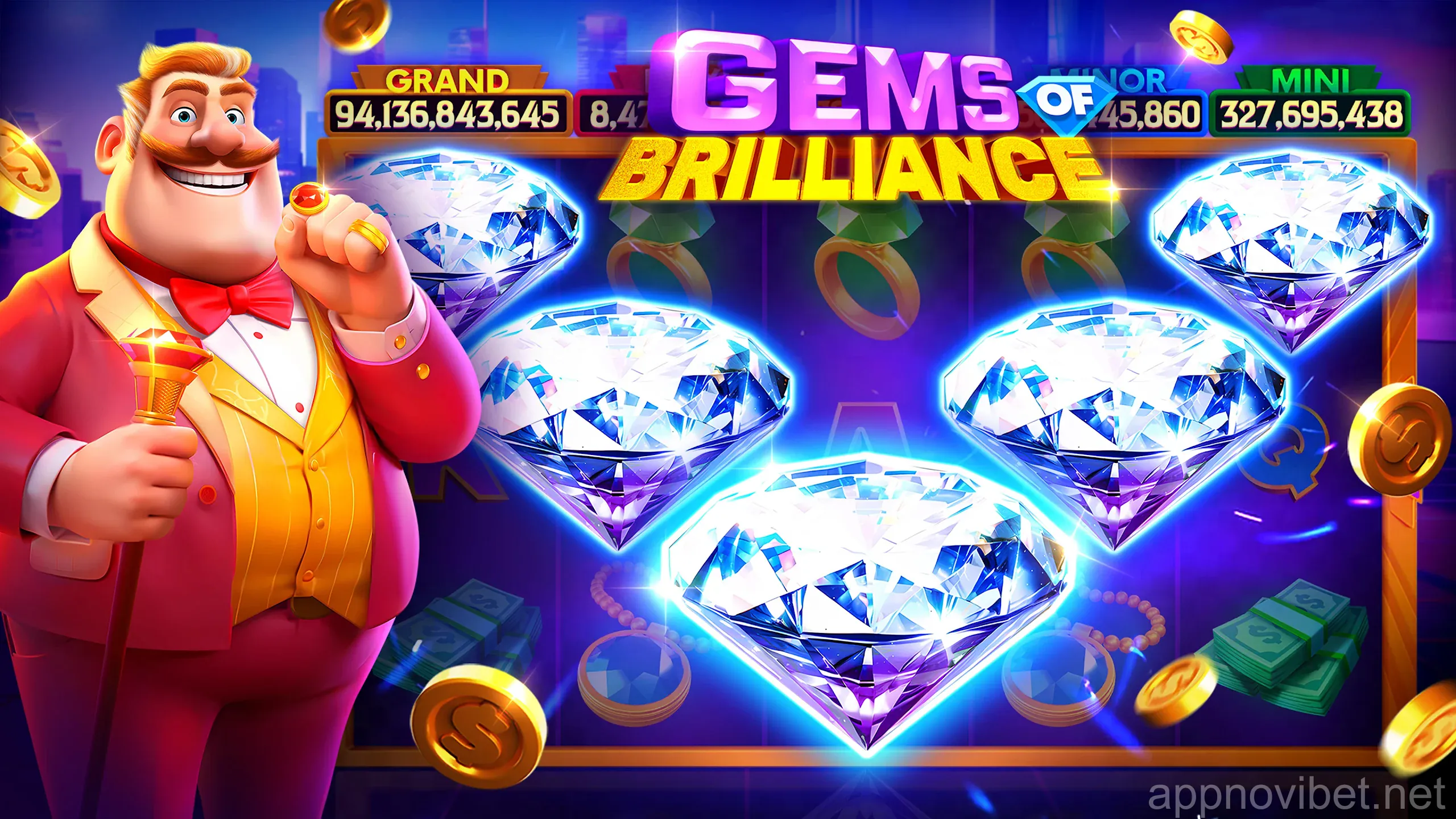 Tela inicial do aplicativo Novibet mostrando opções de navegação